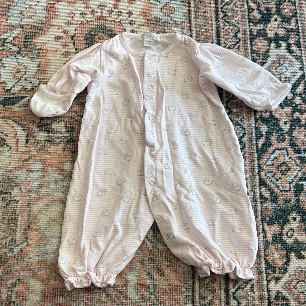 Kissy Kissy Pink Striped and Sheep Baby Convertible Gown/One Piece